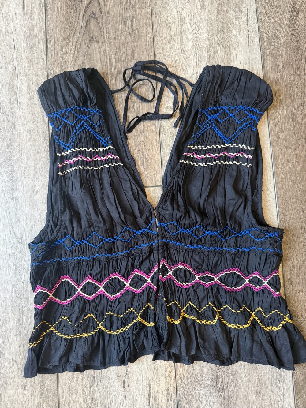 Free People- Love Dove Bohemian Embroidered V-Neck Tank